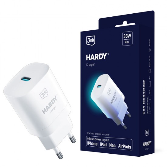 3MK Hardy GaN Polnilnik 33W s Power Delivery za naprave Apple