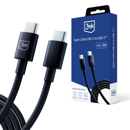 3MK Hyper Kabel USB-C v USB-C 100W črn