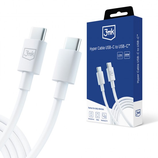 3MK Hyper Kabel USB-C v USB-C 100W bel