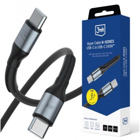 3MK Hyper kabel N-SERIES USB-C v USB-C 2m črn
