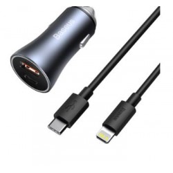 Baseus avto polnilec 40 W USB / USB-C + Lightning kabel