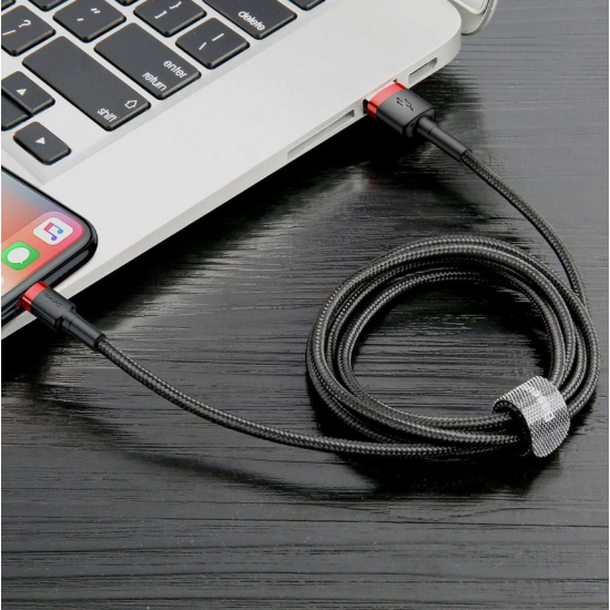 Baseus Cafule USB-A na Lightning  kabel - 1m, črno-rdeč, 2.4A
