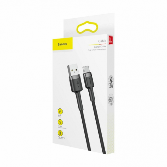 Baseus Cafule USB-A na USB-C kabel - 0.5m, črno-siv, 3A