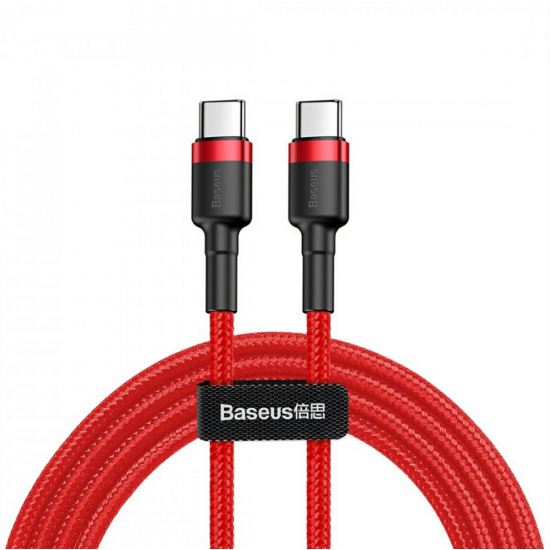 Baseus Cafule USB-C na USB-C kabel - 1m, rdečo-črn, 60W