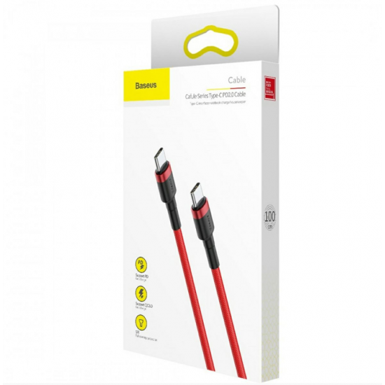 Baseus Cafule USB-C na USB-C kabel - 1m, rdečo-črn, 60W