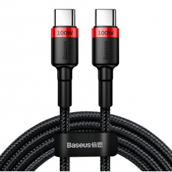 Baseus Cafule USB-C na USB-C kabel - 2m, črno-rdeč, 100W