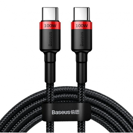 Baseus Cafule USB-C na USB-C kabel - 2m, črno-rdeč, 100W