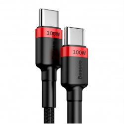Baseus Cafule USB-C na USB-C kabel - 2m, črno-rdeč, 100W