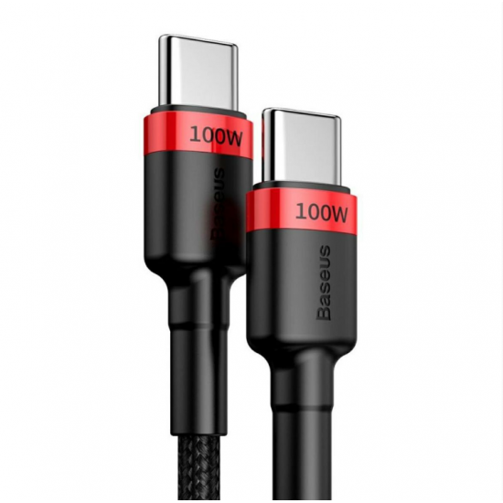 Baseus Cafule USB-C na USB-C kabel - 2m, črno-rdeč, 100W