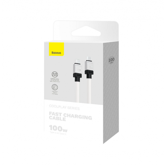 Baseus CoolPlay USB-C na USB-C kabel - 1m, bel, 100W Baseus CoolPlay USB-C na USB-C kabel - 1m, bel, 100W