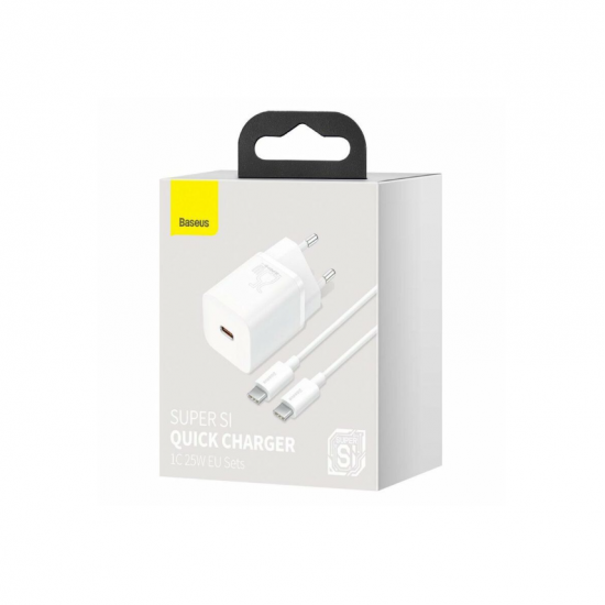 BASEUS hišni polnilec Super Si 25W USB-C polnilec s kablom USB-C