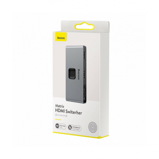 Baseus Matrix HDMI preklopnik 2v1 ali 1v2 - siv