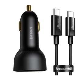 Baseus Superme 100W Avto Polnilec črn – Hitro Polnjenje USB-C PD in USB-A