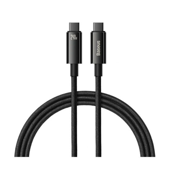 Baseus Tungsten Gold USB-C na USB-C kabel - 2m, črn, 240W
