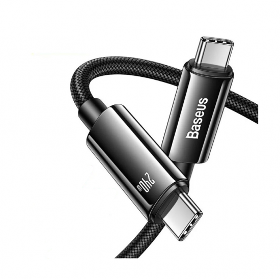 Baseus Tungsten Gold USB-C na USB-C kabel - 2m, črn, 240W