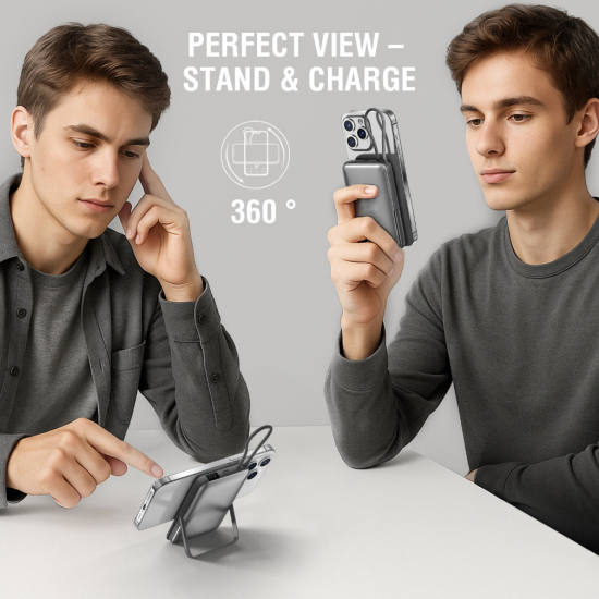 4smarts žepni power bank 10000 mAh - brezžično Qi2 15W + USB-C 22,5W