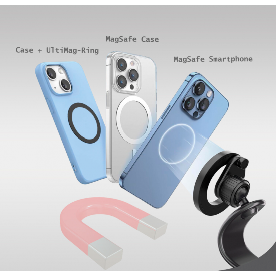 4smarts magnetni avtomobilski nosilec za telefon Flex - vrtljiv, črn in MagSafe kompatibilen