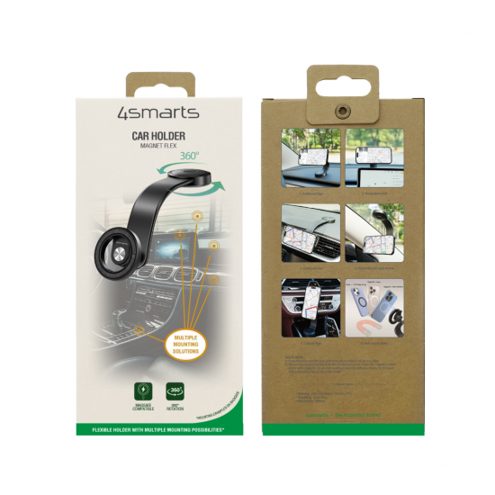 4smarts magnetni avtomobilski nosilec za telefon Flex - vrtljiv, črn in MagSafe kompatibilen