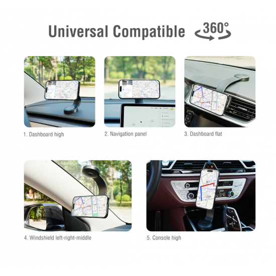 4smarts avtomobilski nosilec za telefon Flex - vrtljiv, črno-siv