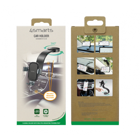 4smarts avtomobilski nosilec za telefon Flex - vrtljiv, črno-siv