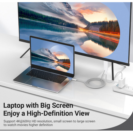 4smarts USB-C / HDMI kabel z Power Delivery 100 W – 2 m, bel