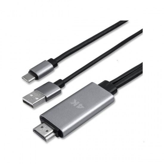 Video kabel 4smarts USB-C->HDMI - črn + polnjenje