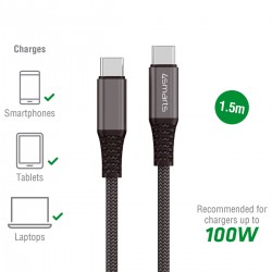 4Smarts kabel USB-C na USB-C PremiumCord 100W 1,5m črn 4Smarts kabel USB-C na USB-C PremiumCord 100W 1,5m črn