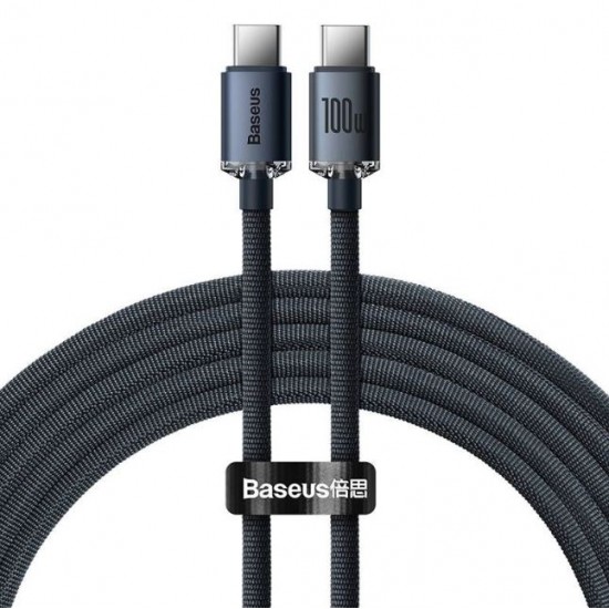 Baseus crystal kabel USB-C v USB-C 2m črn 100W