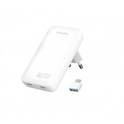 4Smarts Ultra tanek 65W GaN USB-C polnilnik – FlatPlug Slim Dual