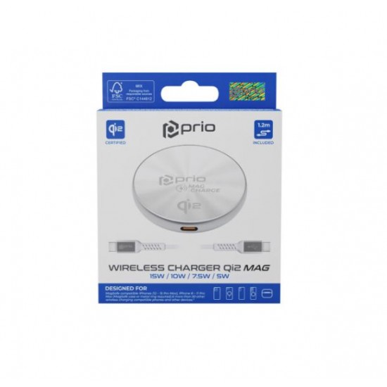Prio brezžični polnilec Qi2 Mag 15W