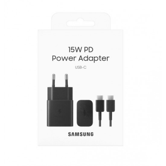 Hišni hitri polnilec Samsung EP-T1510 15W USB-C + kabel USB-C v USB-C črn 