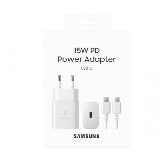 Hišni hitri polnilec Samsung EP-T1510 15W USB-C + kabel USB-C v USB-C bel