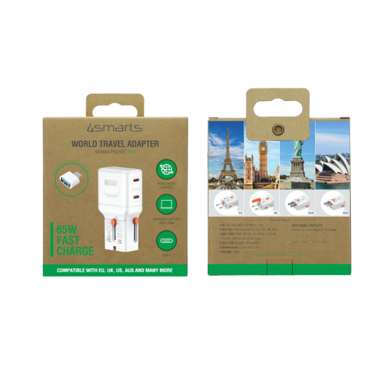 4smart Nomad Pocket svetovni potovalni adapter 65 W