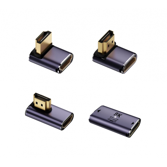 4smarts HDMI 8K kotni adapter komplet – 3× adapter + HDMI spojnik (siv)