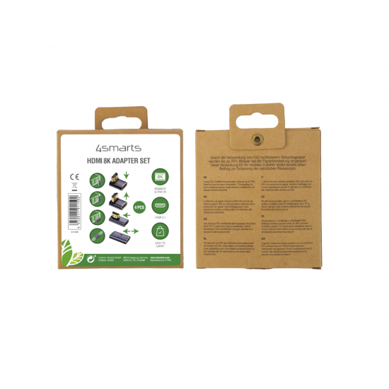 4smarts HDMI 8K kotni adapter komplet – 3× adapter + HDMI spojnik (siv)