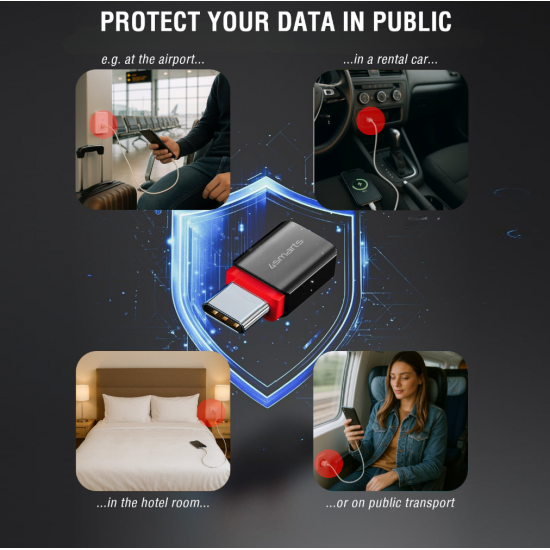 4smarts USB Data Blocker – zaščita pred krajo podatkov (USB-C / USB-C + USB-C / USB-A)