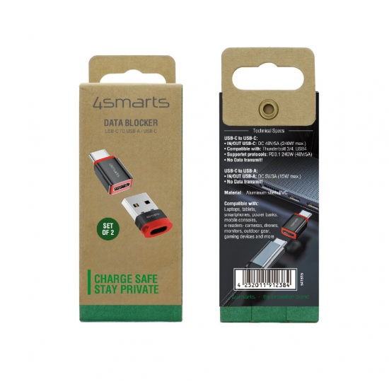 4smarts USB Data Blocker – zaščita pred krajo podatkov (USB-C / USB-C + USB-C / USB-A)