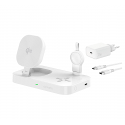 4smarts Qi2 Trident 3-v-1 brezžična polnilna postaja – za telefon, Samsung Watch in brezžične slušalke