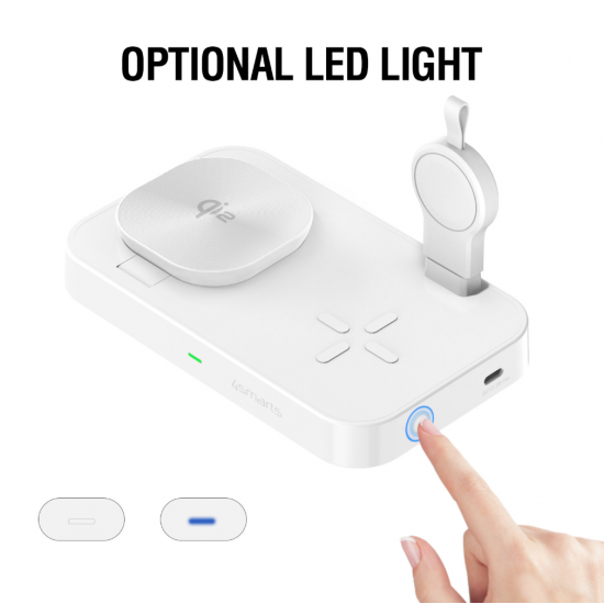 4smarts Qi2 Trident 3-v-1 brezžična polnilna postaja – za telefon, Samsung Watch in brezžične slušalke