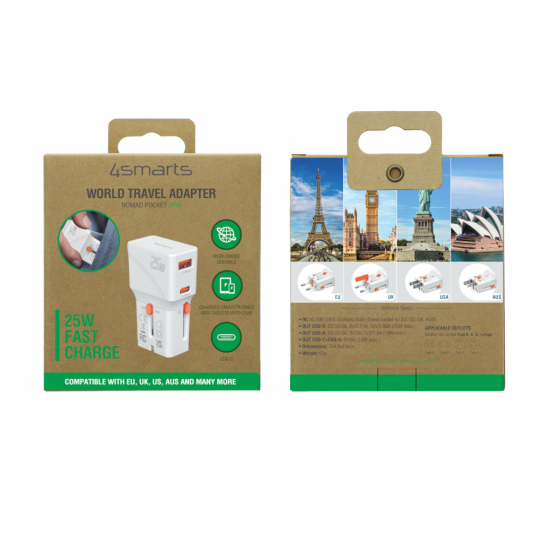 4smarts Nomad Pocket svetovni potovalni adapter 25 W