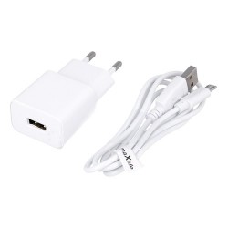 Hišni polnilec Maxlife MXTC-01 2.1A + microUSB kabel - bel