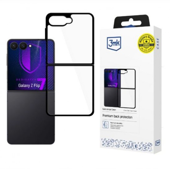 Etui 3MK SATIN ARMOR + za Samsung Galaxy Z Flip7 - črn, prozoren