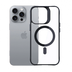 Etui satin armor MagCase za Apple iPhone 16 Pro Max - črn, prozoren Etui satin armor MagCase za Apple iPhone 16 Pro Max - črn, prozoren