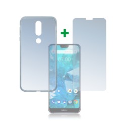4smarts 360° zaščita s kaljenim steklom in silikonskim etuijem za Nokia 7.1 - prozoren 4smarts 360° zaščita s kaljenim steklom in silikonskim etuijem za Nokia 7.1 - prozoren