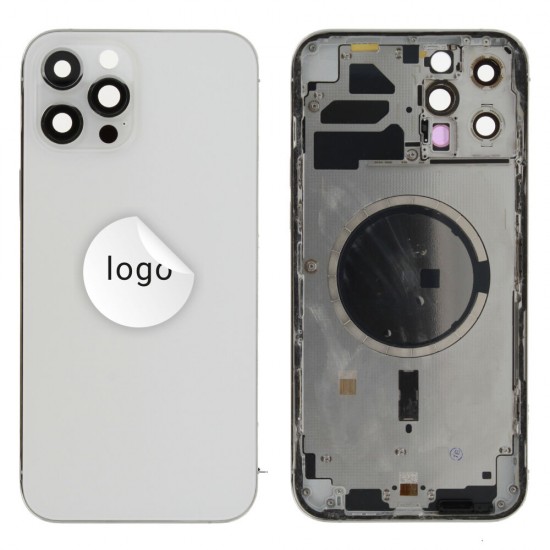Rear cover excl. small parts (Pulled A) - Silver, For iPhone 12 Pro Max