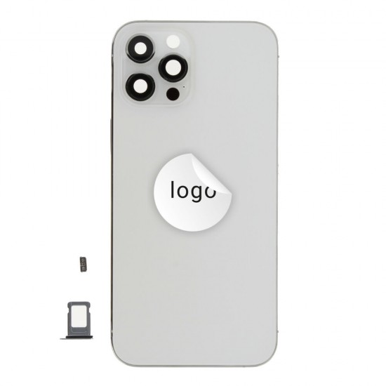 Rear cover excl. small parts (Pulled A) - Silver, For iPhone 12 Pro Max