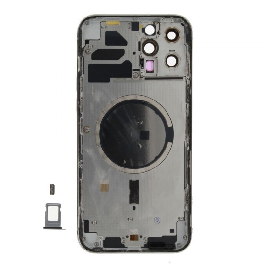 Rear cover excl. small parts (Pulled A) - Silver, For iPhone 12 Pro Max