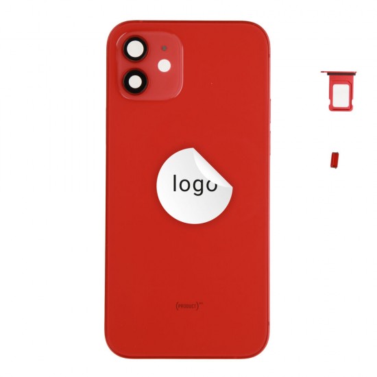 Rear cover excl. small parts (Pulled A) - Red, For iPhone 12 Rear cover excl. small parts (Pulled A) - Red, For iPhone 12