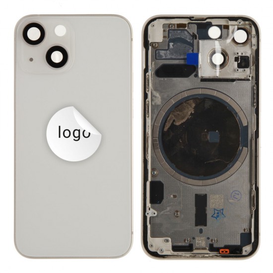 Rear cover excl. small parts (Pulled A) - White, For iPhone 13 mini