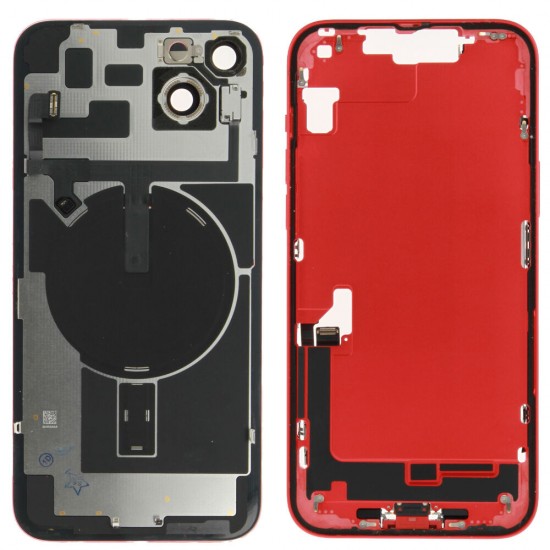 Rear cover incl. small parts (Pulled A) - Red, For iPhone 14 Plus